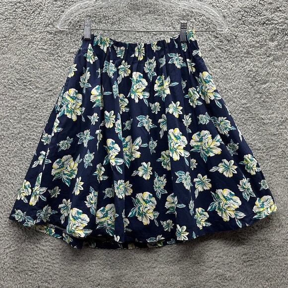 Lawrys Farm Women's Large Blue Floral A-Line Skirt Lined Summer Flowy‎ Fun - Picture 1 of 10